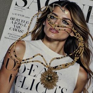 Vintage ‘40s Marcel BOUCHER 7158 Designer Starburst Pendant on Beaded Chain